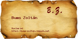 Bums Zoltán névjegykártya