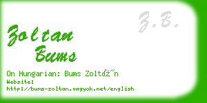 zoltan bums business card